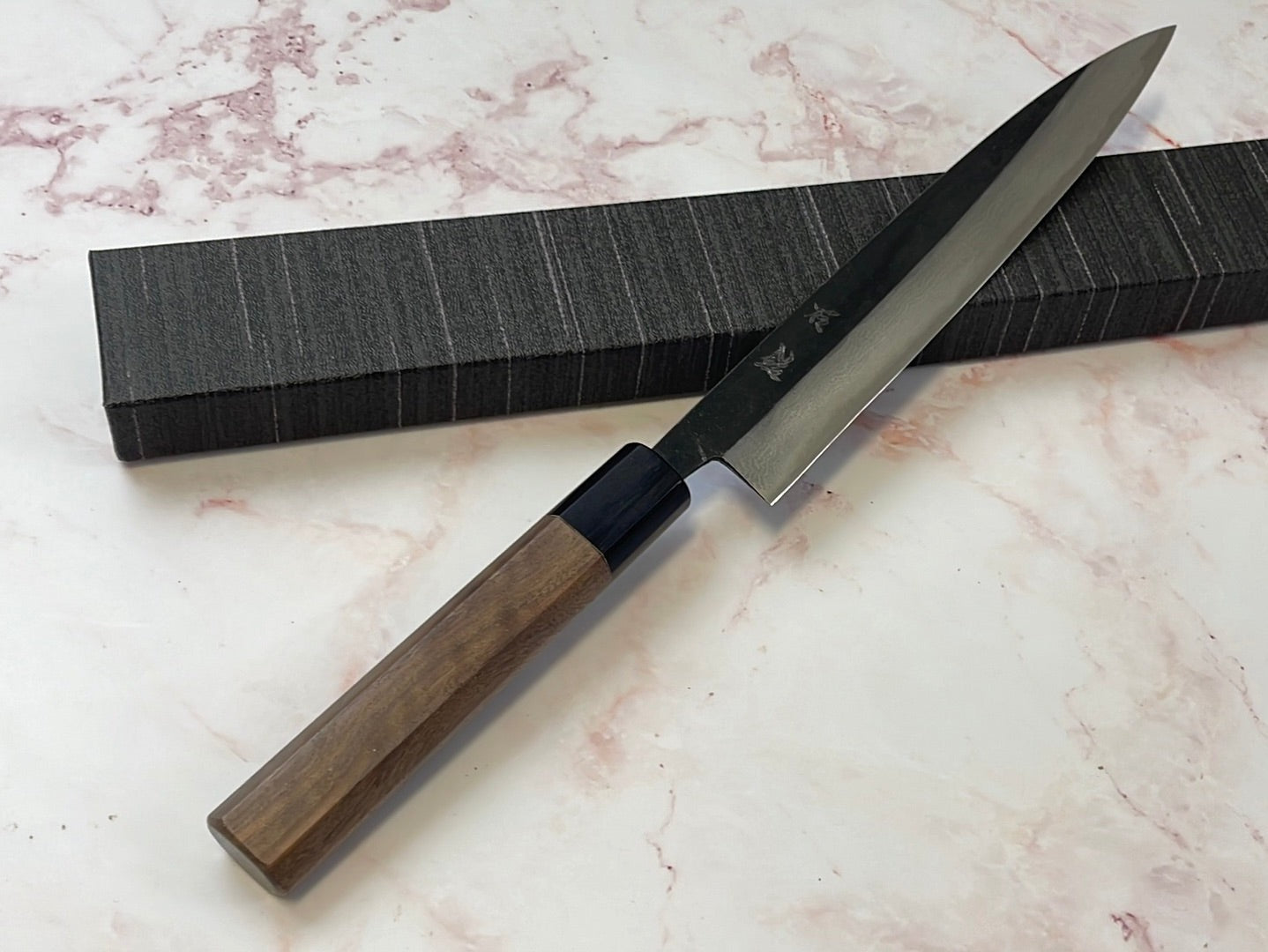 Yoshimune Sujihiki Kurouchi 210mm(8.3in) Aogami(Blue) No.2 Damascus (17 layers) Double-Bevel