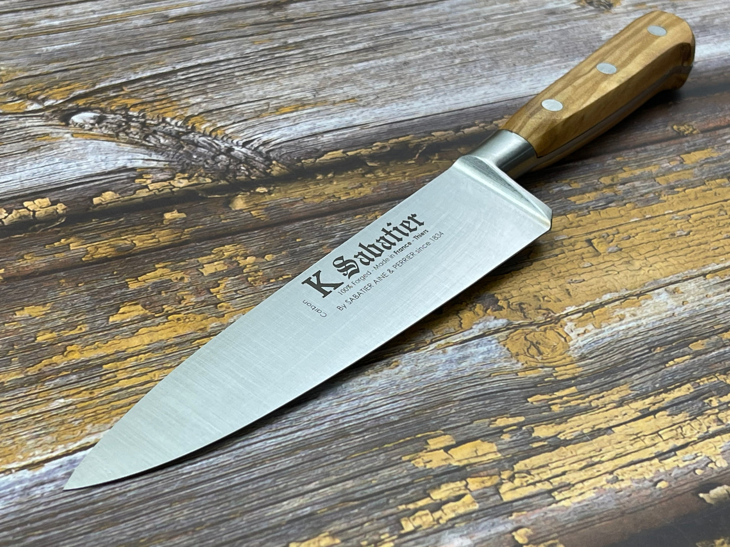 K Sabatier Chef Knife 150mm - CARBON STEEL - OLIVE WOOD HANDLE