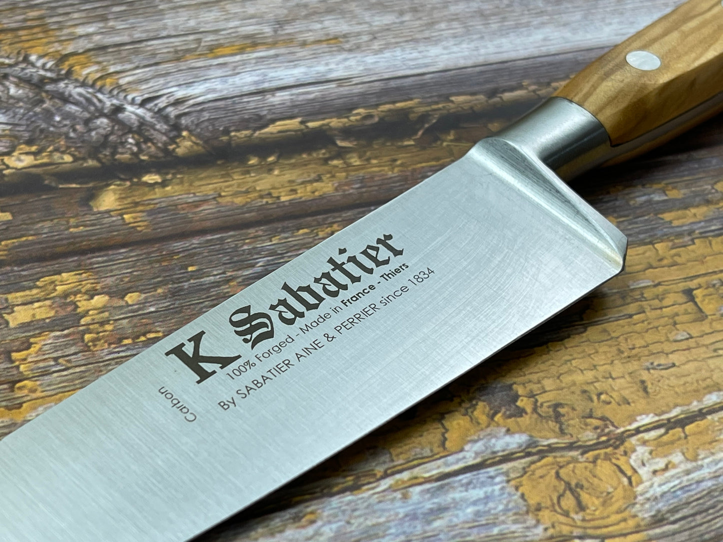 K Sabatier Chef Knife 150mm - CARBON STEEL - OLIVE WOOD HANDLE