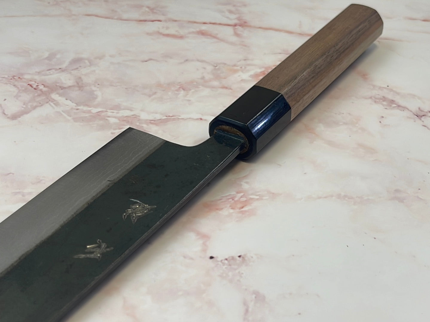 Yoshimune Gyuto Kurouchi 240 mm (9.4 in) Aogami (Blue) #2 Damascus (17 layers) Double-Bevel