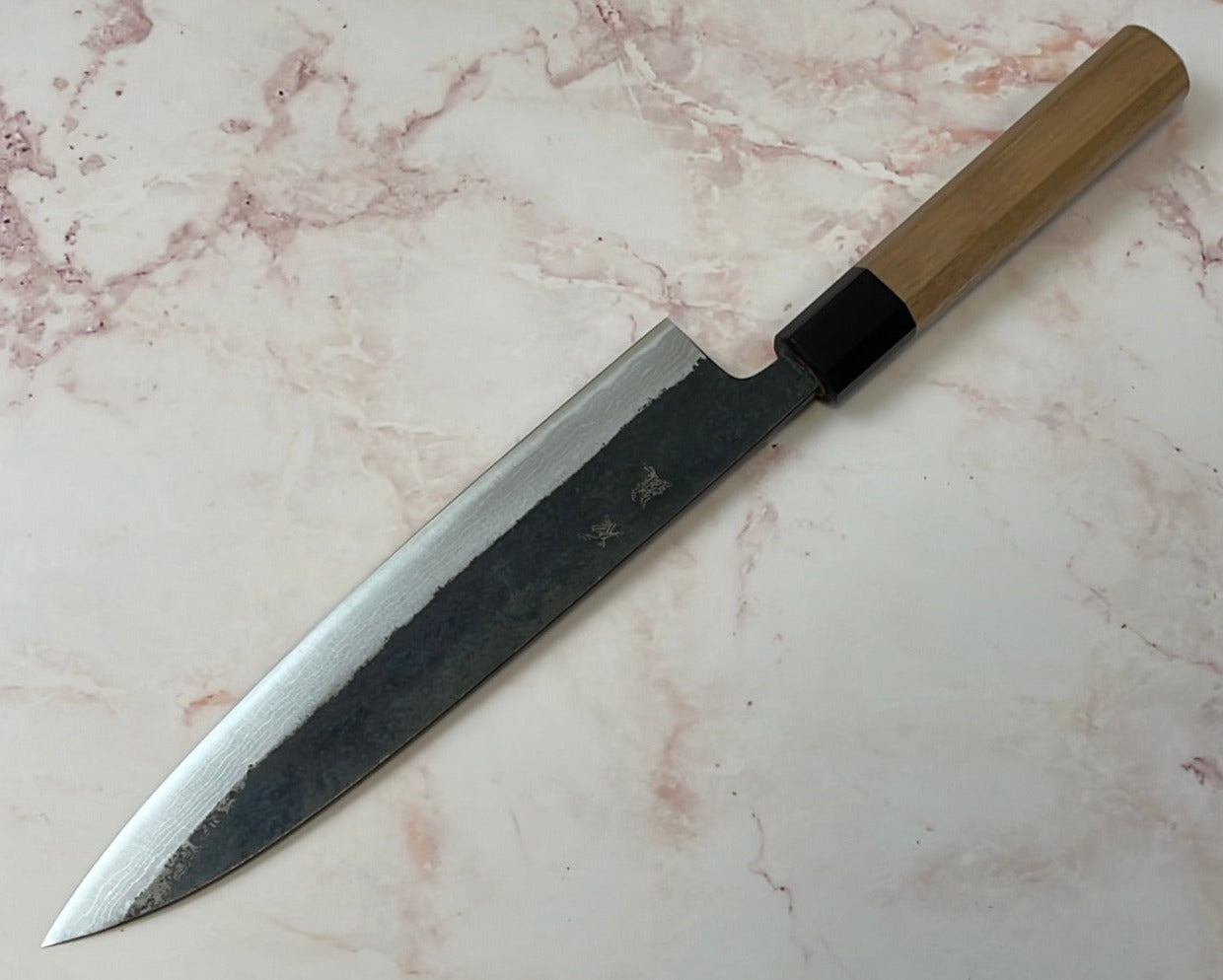 Yoshimune Gyuto Kurouchi 210 mm (8.3 in) Aogami (Blue) #2 Damascus (17 layers) Double-Bevel