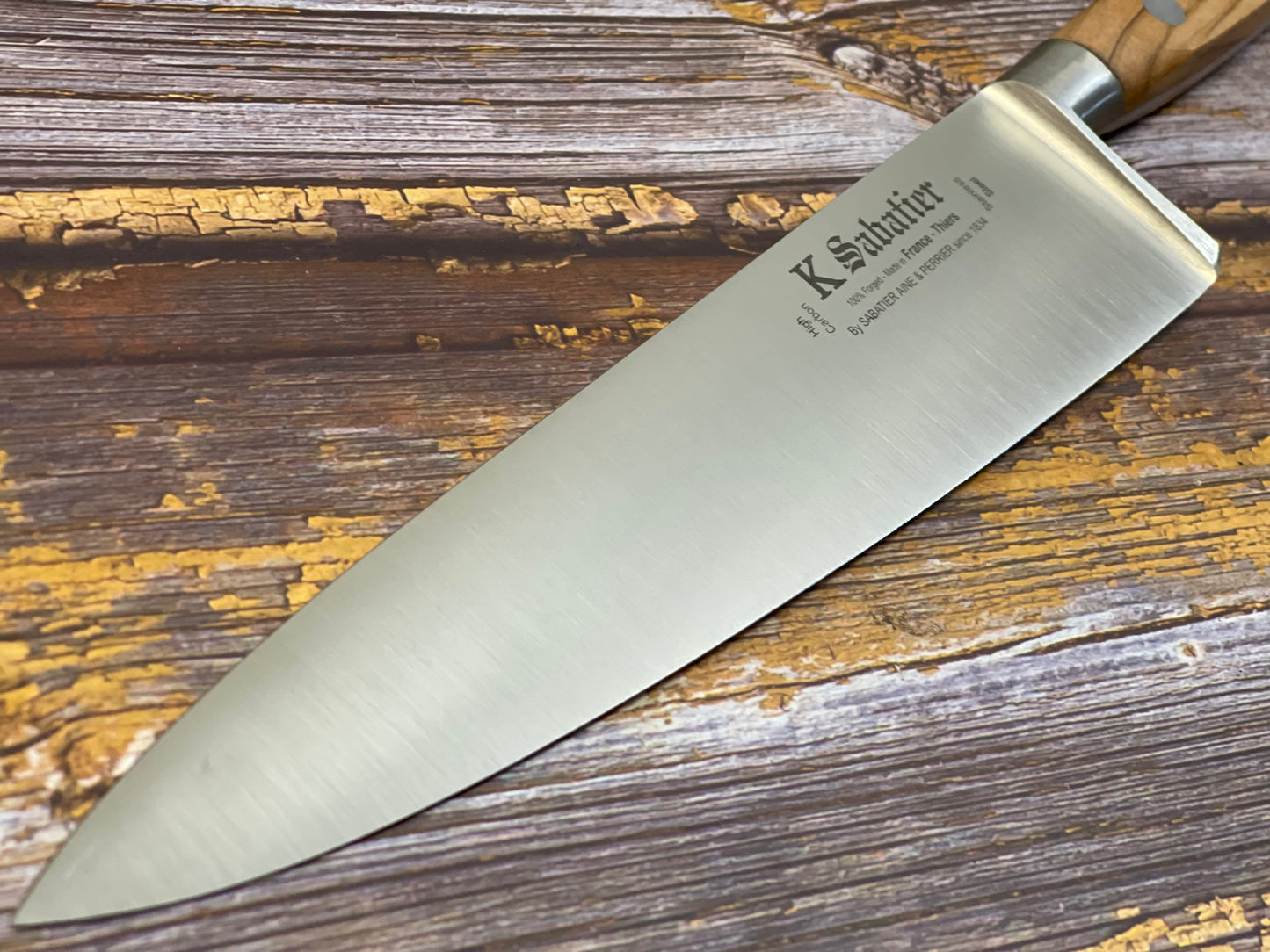 K Sabatier Chef Knife 230mm - HIGH CARBON STEEL - OLIVE WOOD HANDLE