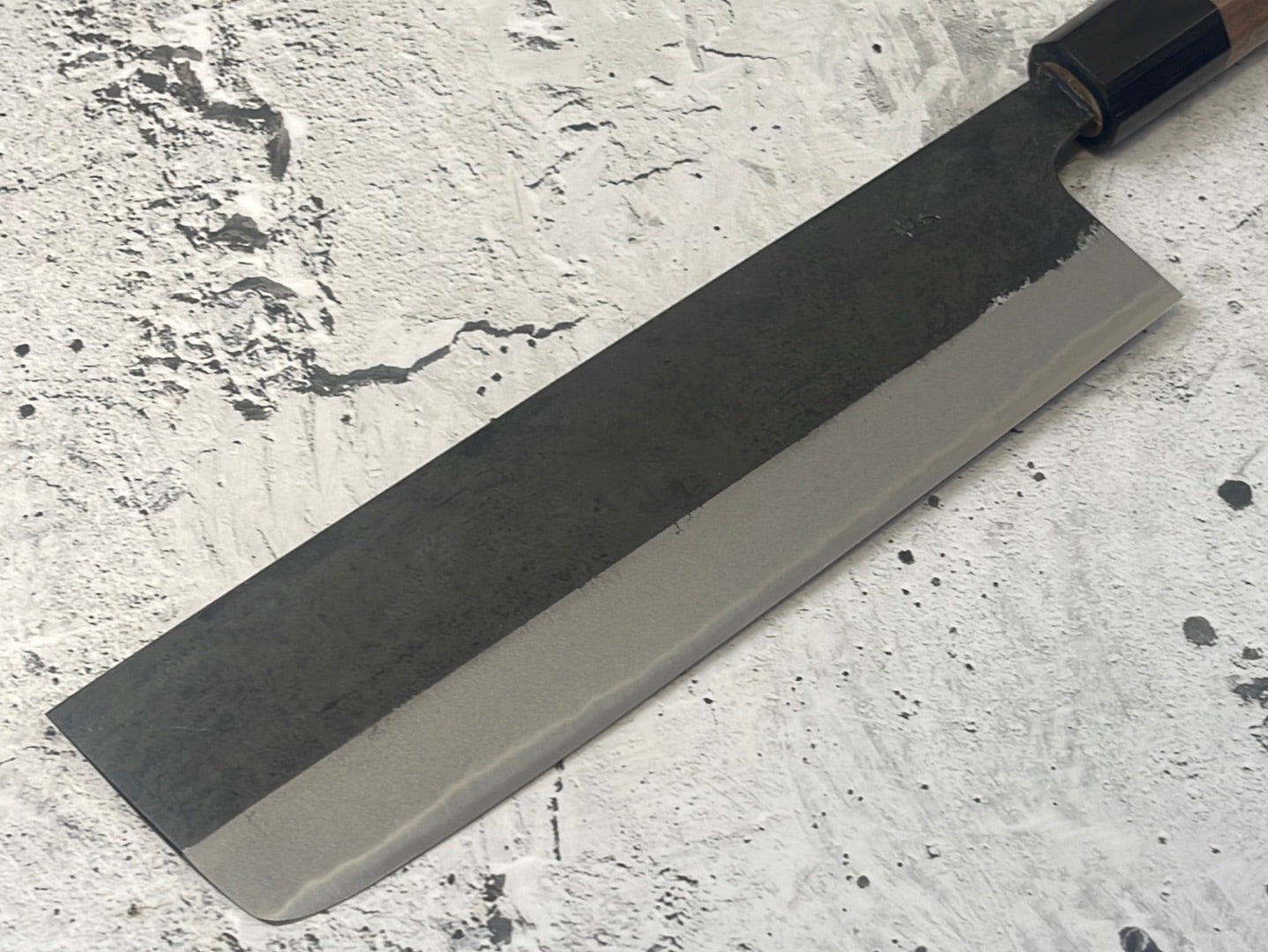 Yoshimune Nakiri Kurouchi 180 mm (7.1 in) Aogami (Blue) #2 Double-Bevel