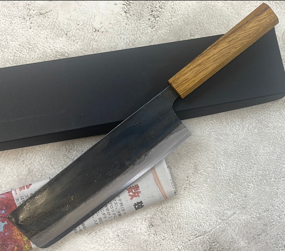 Tsukasa Shiro Kuro 180mm Nakiri - Shirogami Steel - Oak Octagnon Handle