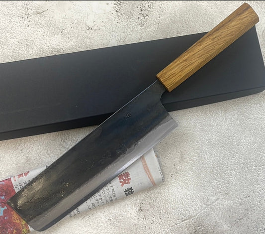 Tsukasa Shiro Kuro 180mm Nakiri - Shirogami Steel - Oak Octagnon Handle
