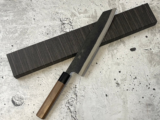 Yoshimune Kiritsuke Kurouchi 240 mm (9.4 in) Aogami (Blue) #2 Double-Bevel