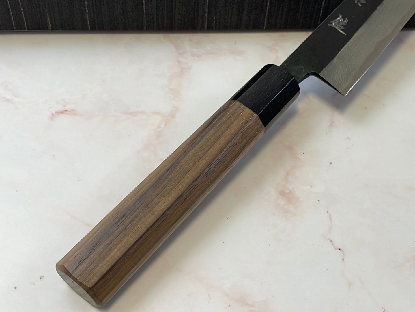 Yoshimune Sujihiki Kurouchi 240mm(9.4 in) Aogami (Blue) No.2 Damascus (17layers) Double-Bevel