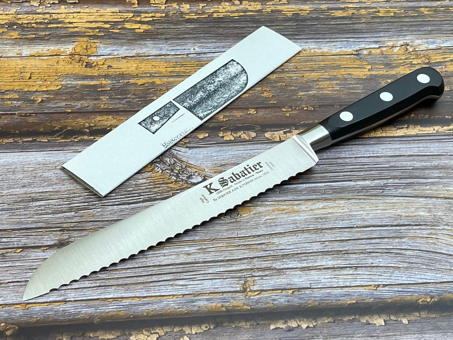 K Sabatier Authentic Bread Knife 20cm - HIGH CARBON STEEL Made In France
