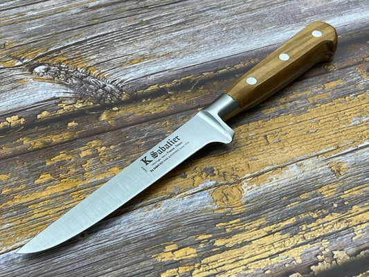 K Sabatier Boning Knife 130mm - CARBON STEEL - OLIVE WOOD HANDLE