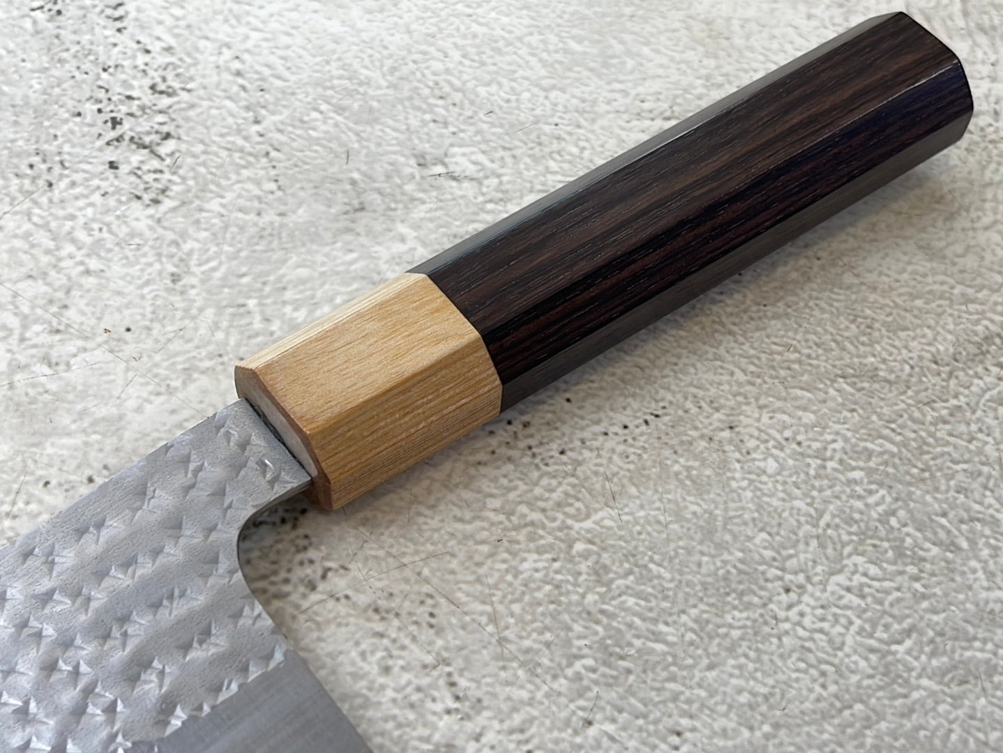 Yu Kurosaki R2(SG2) Hammered SENKO-EI WA RS8H Japanese Nakiri 165mm with Brown-Ring Octagonal Handle