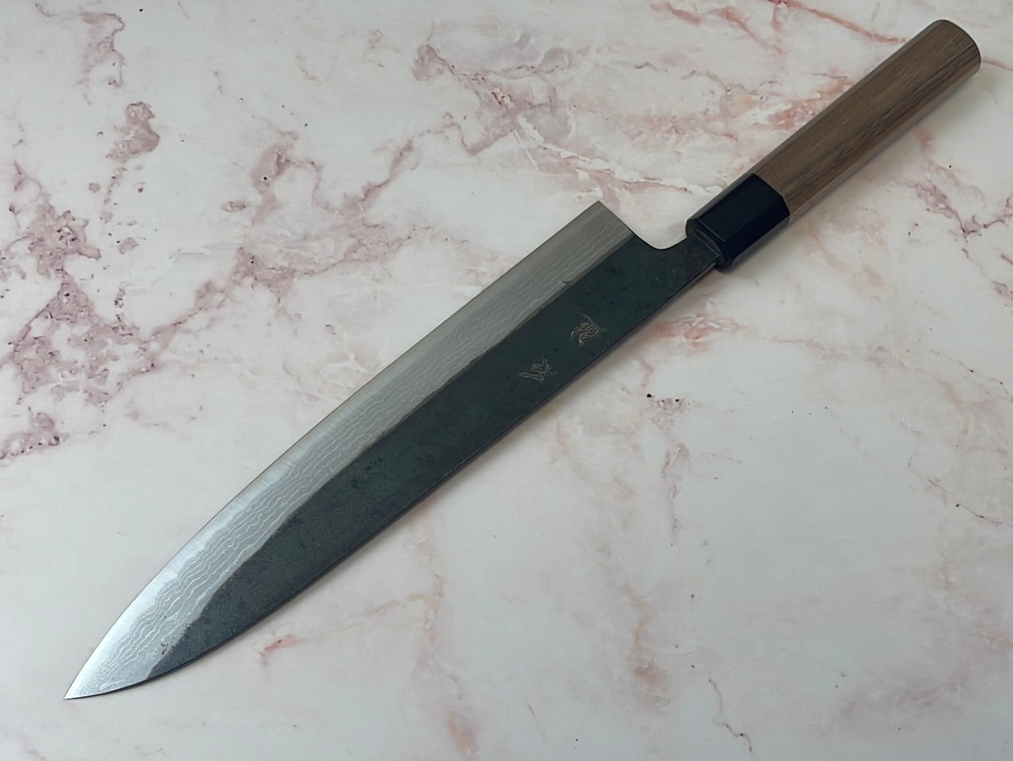 Yoshimune Gyuto Kurouchi 240 mm (9.4 in) Aogami (Blue) #2 Damascus (17 layers) Double-Bevel