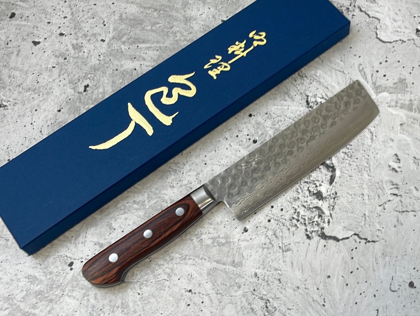 Tsunehisa VG10 33layers Damascus Steel Nakiri 180mm Brown Pakka Wood Handle - Made in Japan 🇯🇵