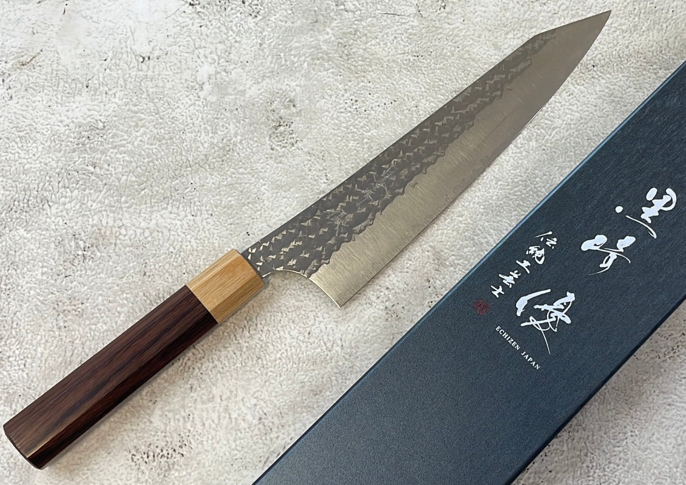 Yu Kurosaki R2(SG2) Hammered SENKO-EI WA RS8H Japanese Gyuto 210mm with Brown-Ring Octagonal Handle