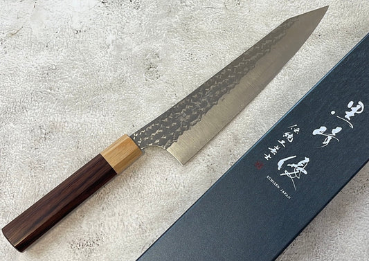 Yu Kurosaki R2(SG2) Hammered SENKO-EI WA RS8H Japanese Gyuto 210mm with Brown-Ring Octagonal Handle