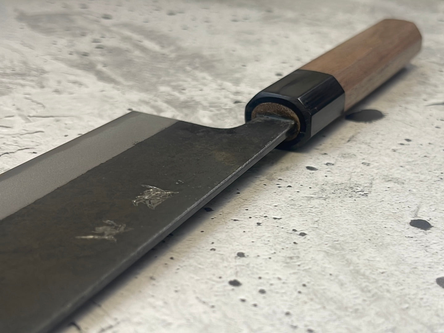 Yoshimune Nakiri Kurouchi 180 mm (7.1 in) Aogami (Blue) #2 Double-Bevel