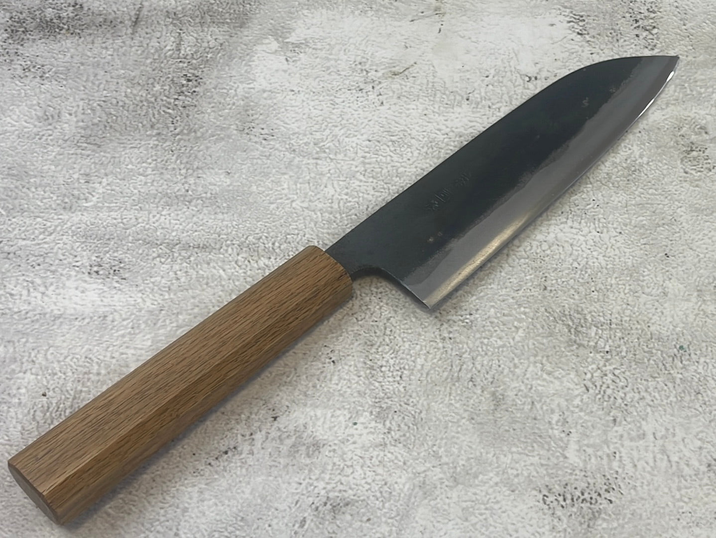 Tsukasa Shiro Kuro 180mm Santoku - Shirogami Steel - Oak Octagnon Handle