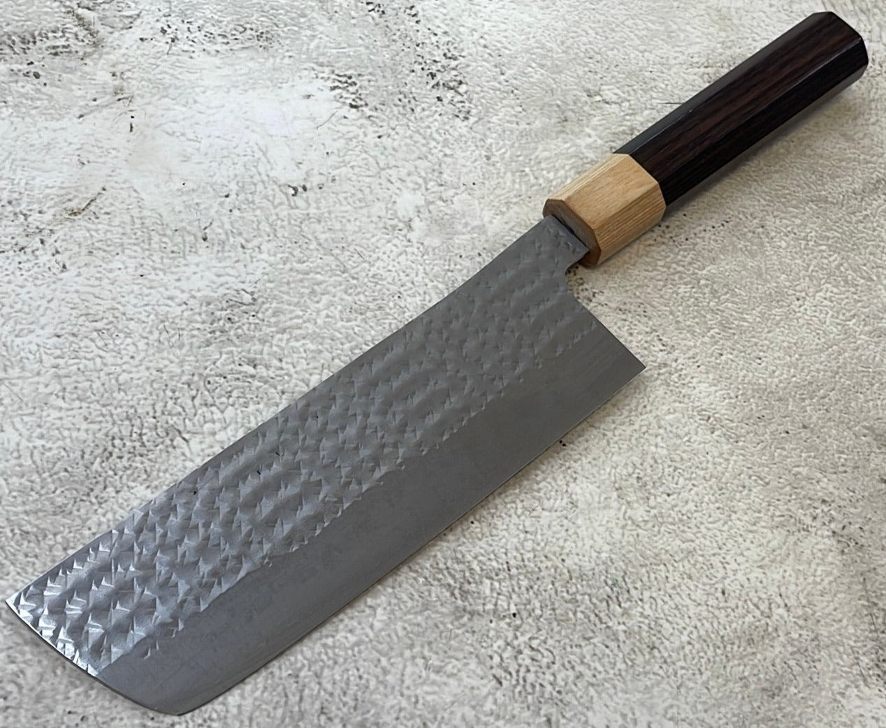 Yu Kurosaki R2(SG2) Hammered SENKO-EI WA RS8H Japanese Nakiri 165mm with Brown-Ring Octagonal Handle