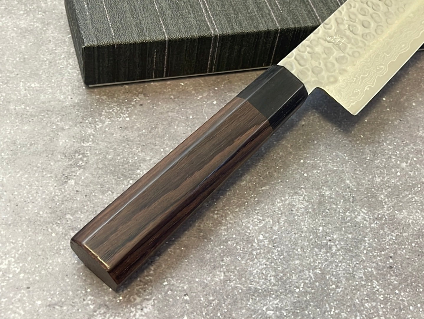 Yoshimune Nakiri Damascus Hammered Finish Knife 160mm (6.1in) Stainless clad AUS10