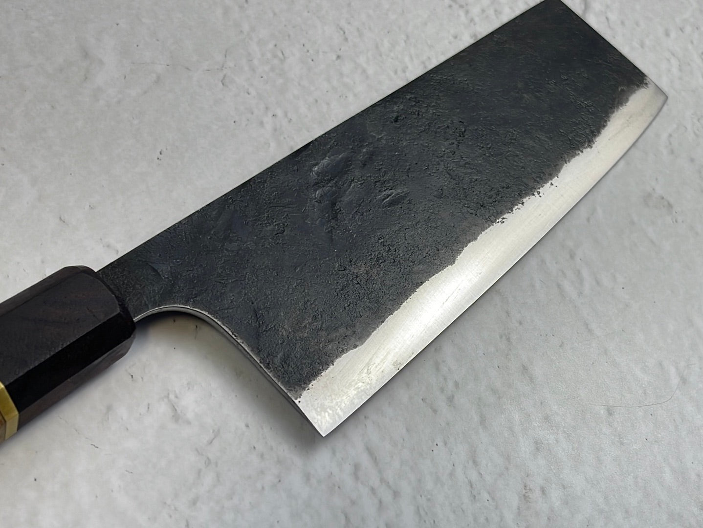 Nakiri 170mm Kurouchi Gold Amboyna Burl & Rosewood with Brass Spacer