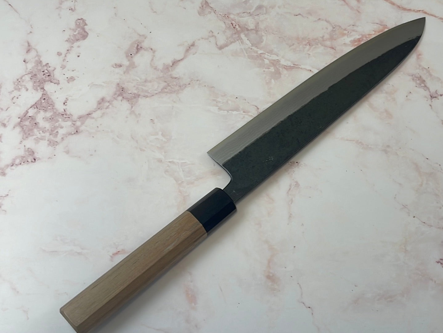 Yoshimune Gyuto Kurouchi 240 mm (9.4 in) Aogami (Blue) #2 Damascus (17 layers) Double-Bevel