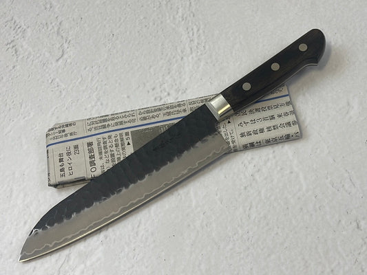 Tsunehisa AS Stainless Santoku Knife 180mm - Made in Japan 🇯🇵 Brown Pakka Wood Handle