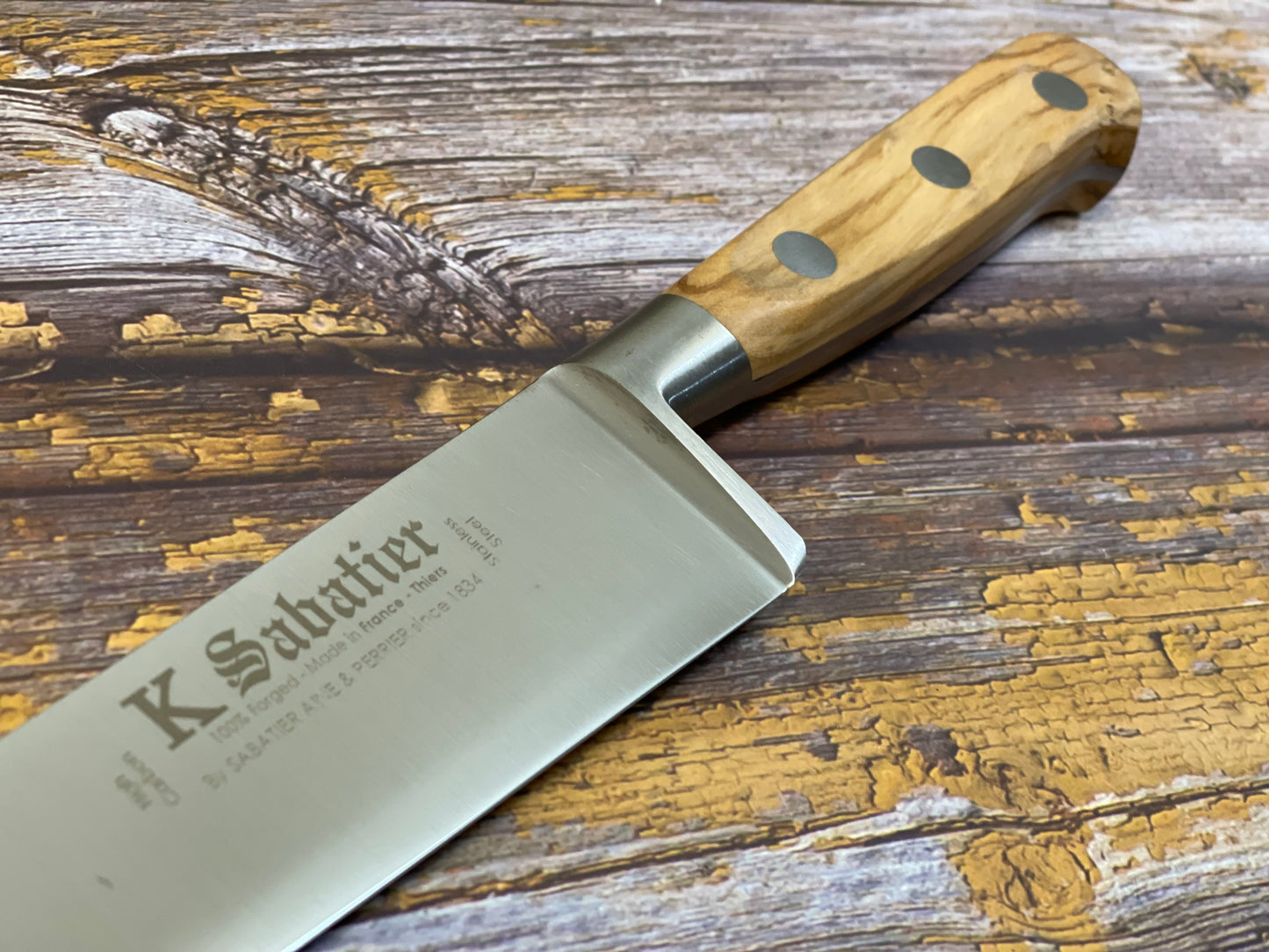K Sabatier Chef Knife 200mm - HIGH CARBON STEEL - OLIVE WOOD HANDLE