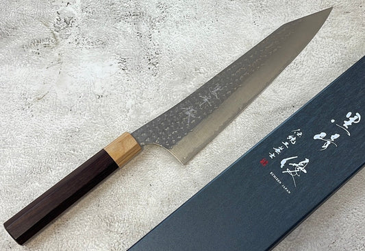 Yu Kurosaki R2(SG2) Hammered SENKO-EI WA RS8H Japanese Gyuto 240mm with Brown-Ring Octagonal Handle