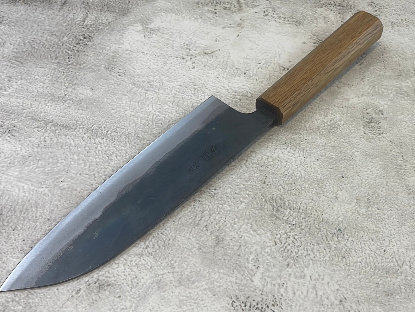 Tsukasa Shiro Kuro 180mm Santoku - Shirogami Steel - Oak Octagnon Handle