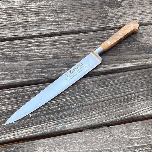 K Sabatier Flexible Slicing Knife 200mm - CARBON STEEL - OLIVE WOOD HANDLE