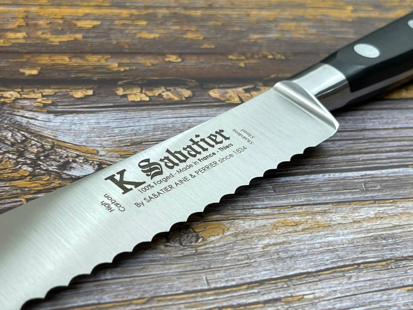 K Sabatier Authentic Bread Knife 20cm - HIGH CARBON STEEL Made In France