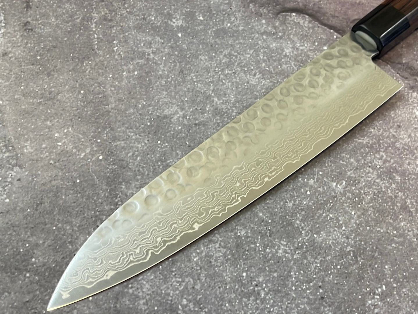 Yoshimune Gyuto Damascus Hammered Finish Knife 210 mm (9.4 in) Stainless clad Aus10