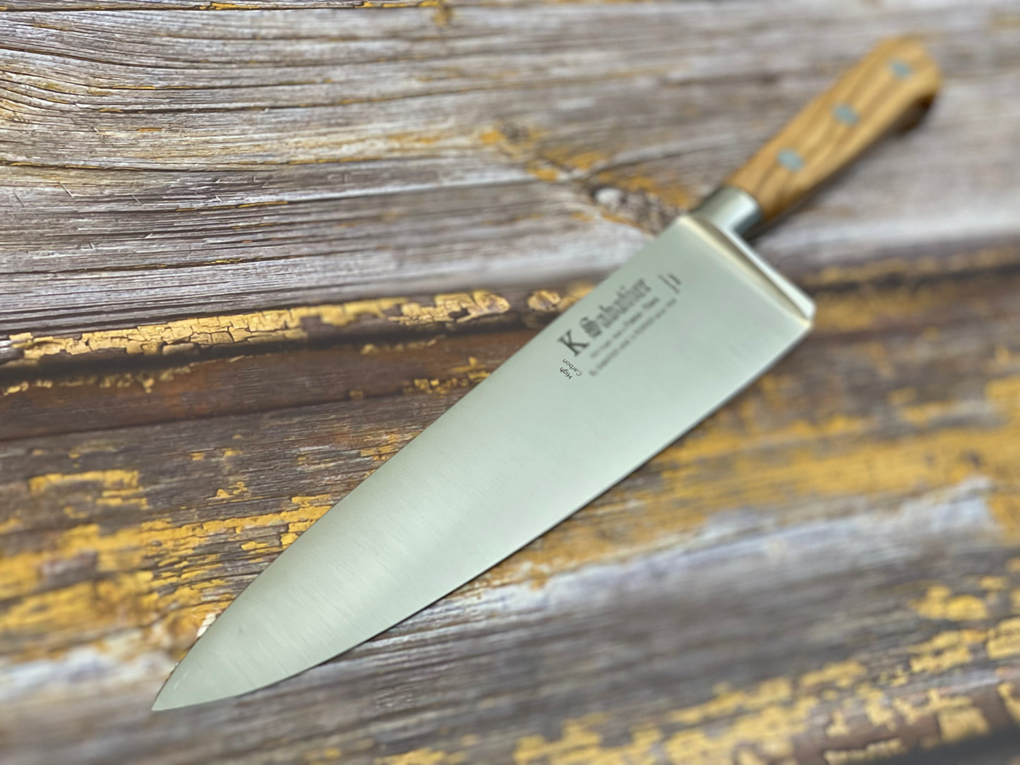 K Sabatier Chef Knife 230mm - HIGH CARBON STEEL - OLIVE WOOD HANDLE
