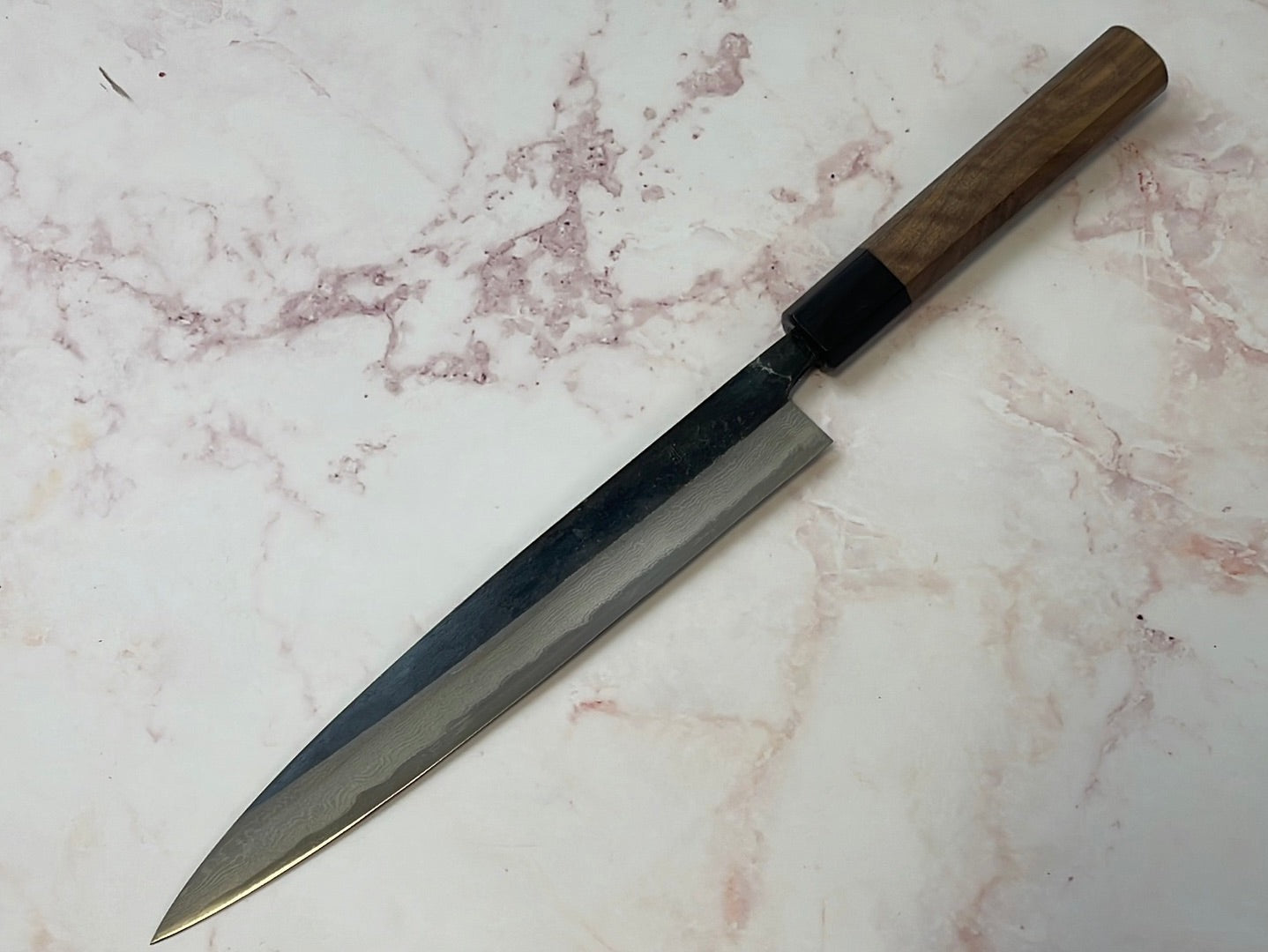 Yoshimune Sujihiki Kurouchi 210mm(8.3in) Aogami(Blue) No.2 Damascus (17 layers) Double-Bevel
