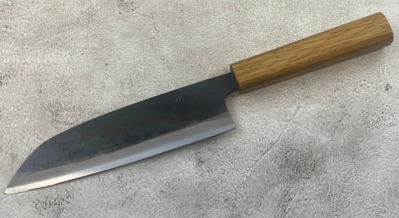 Tsukasa Shiro Kuro 165mm Santoku- Shirogami Steel - Oak Octagnon Handle