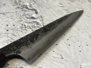 SanMai Petty 150mm Kurouchi Etched, Amboyna Burl & Rosewood Handle by Kitchen Knives ID
