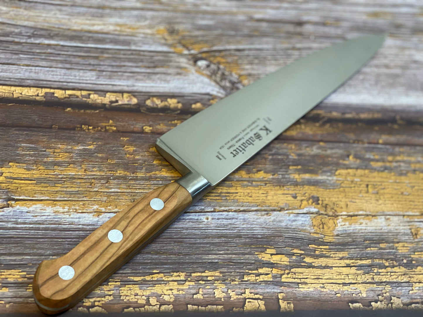 K Sabatier Chef Knife 230mm - HIGH CARBON STEEL - OLIVE WOOD HANDLE