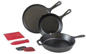 LODGE COOKWARE Cast Iron Cooking Skillet 6pcs  Pan Set