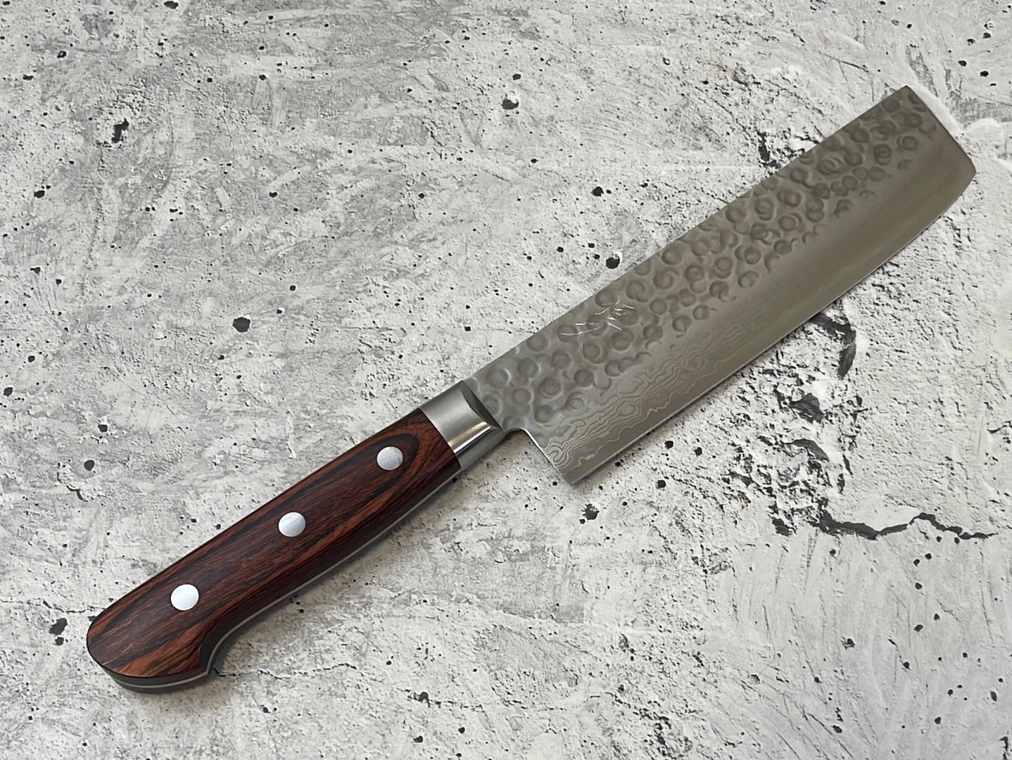 Tsunehisa VG10 33layers Damascus Steel Nakiri 180mm Brown Pakka Wood Handle - Made in Japan 🇯🇵