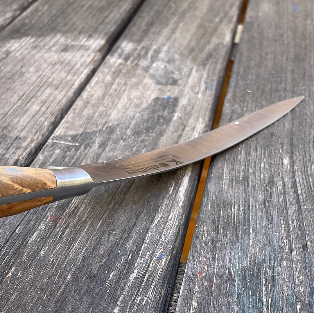 K Sabatier Flexible Slicing Knife 200mm - CARBON STEEL - OLIVE WOOD HANDLE