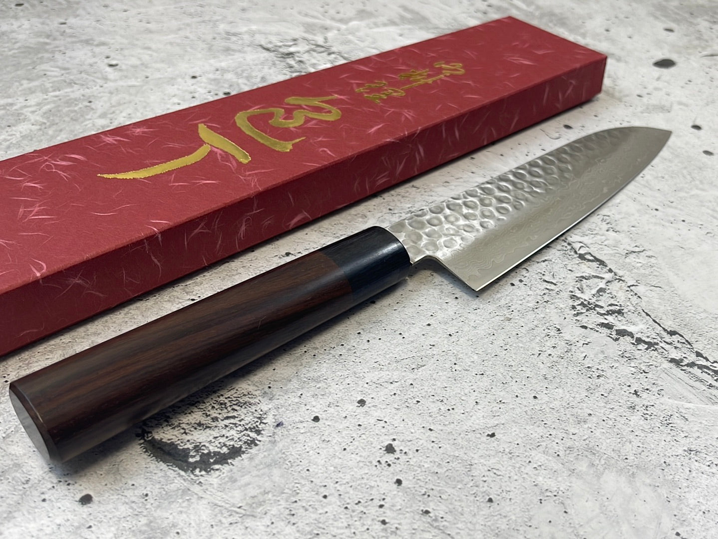 Tsunehisa VG10 Suminagashi Tsuchime Santoku 185mm Rosewood Handle Made in Japan 🇯🇵