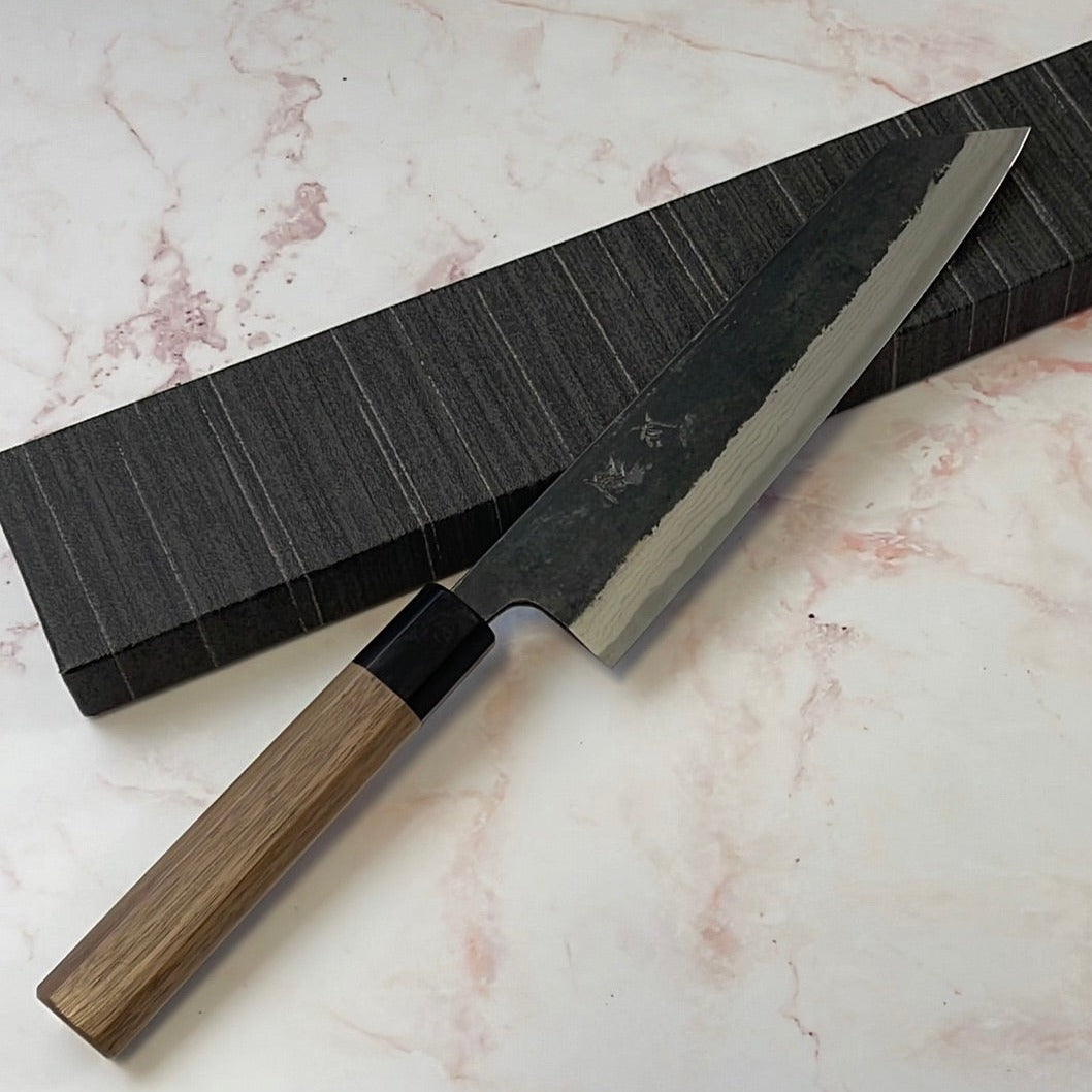 Yoshimune Kiritsuke Kurouchi 210 mm (8.2 in) Aogami (Blue) #2 Damascus (17 layers) Double-Bevel