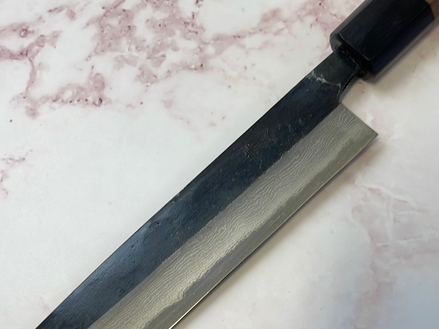 Yoshimune Sujihiki Kurouchi 210mm(8.3in) Aogami(Blue) No.2 Damascus (17 layers) Double-Bevel