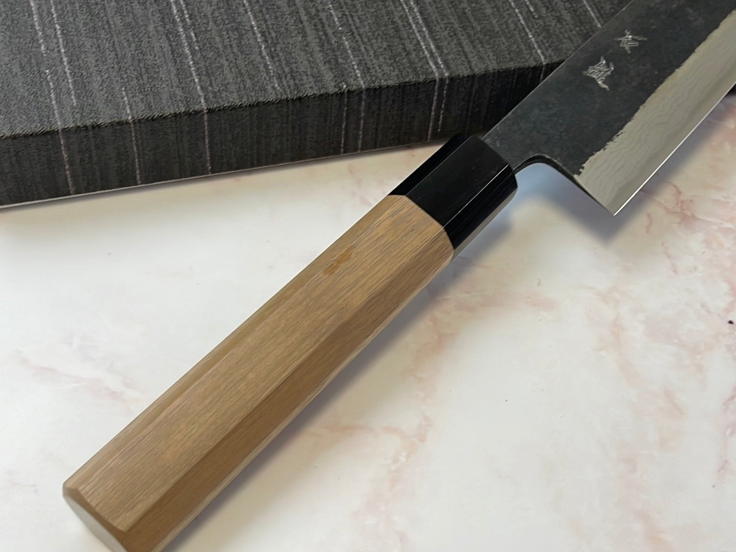 Yoshimune Gyuto Kurouchi 210 mm (8.3 in) Aogami (Blue) #2 Damascus (17 layers) Double-Bevel
