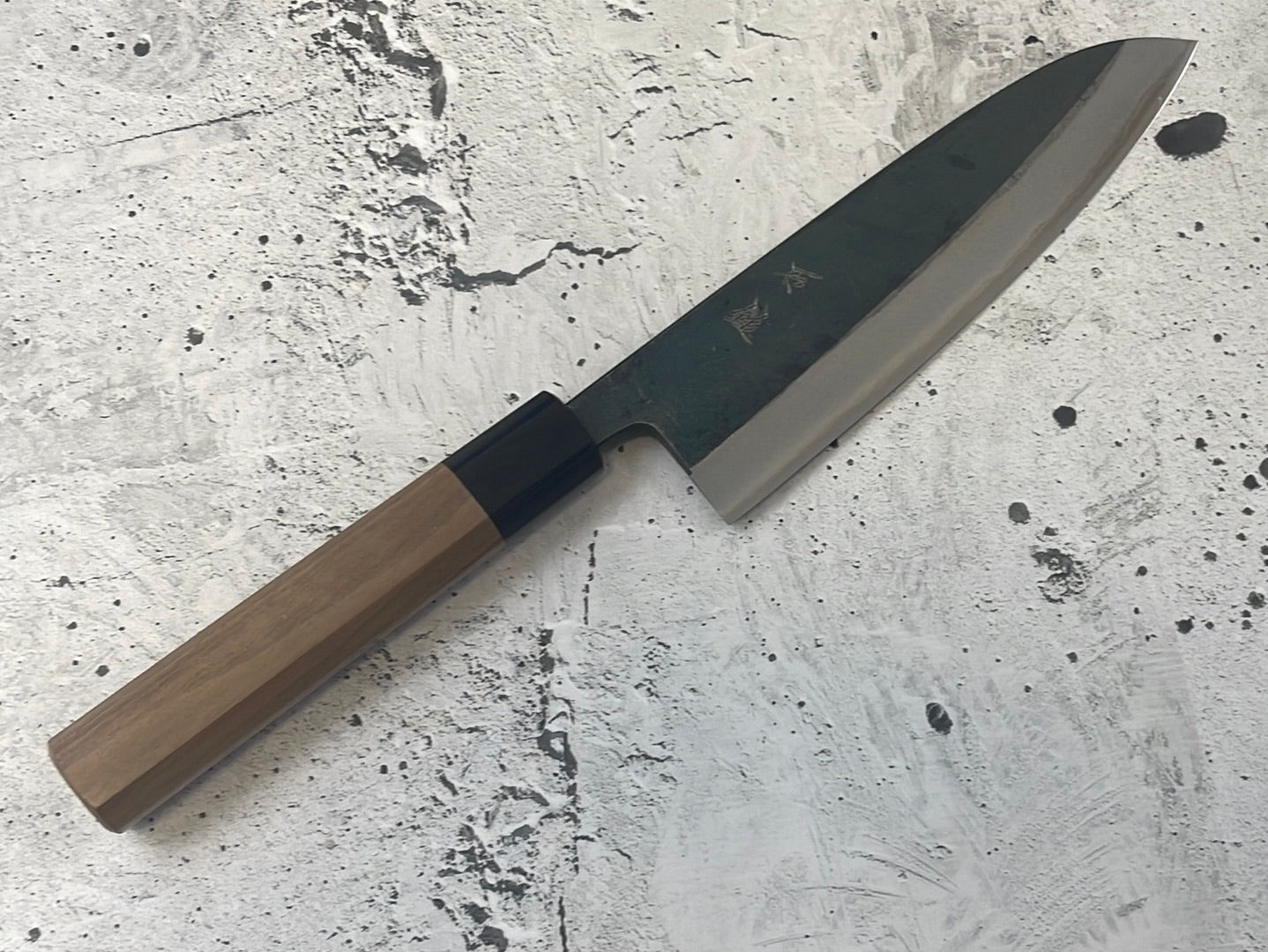 Yoshimune Santoku Kurouchi 180 mm (7.1 in) Aogami (Blue) #2 Double-Bevel