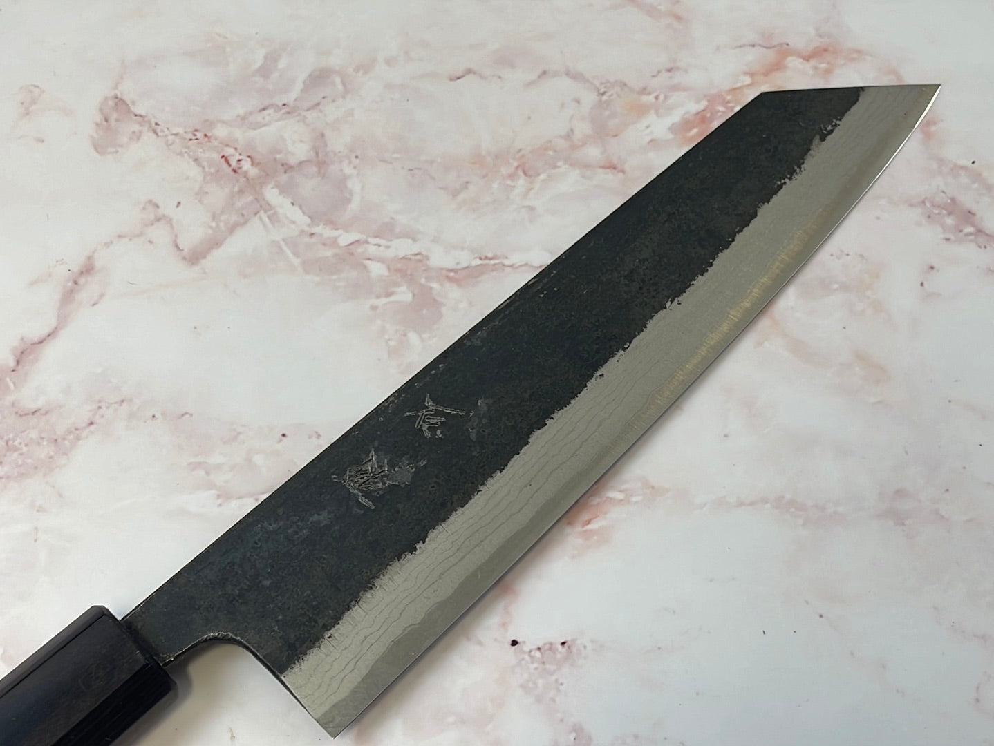 Yoshimune Kiritsuke Kurouchi 210 mm (8.2 in) Aogami (Blue) #2 Damascus (17 layers) Double-Bevel