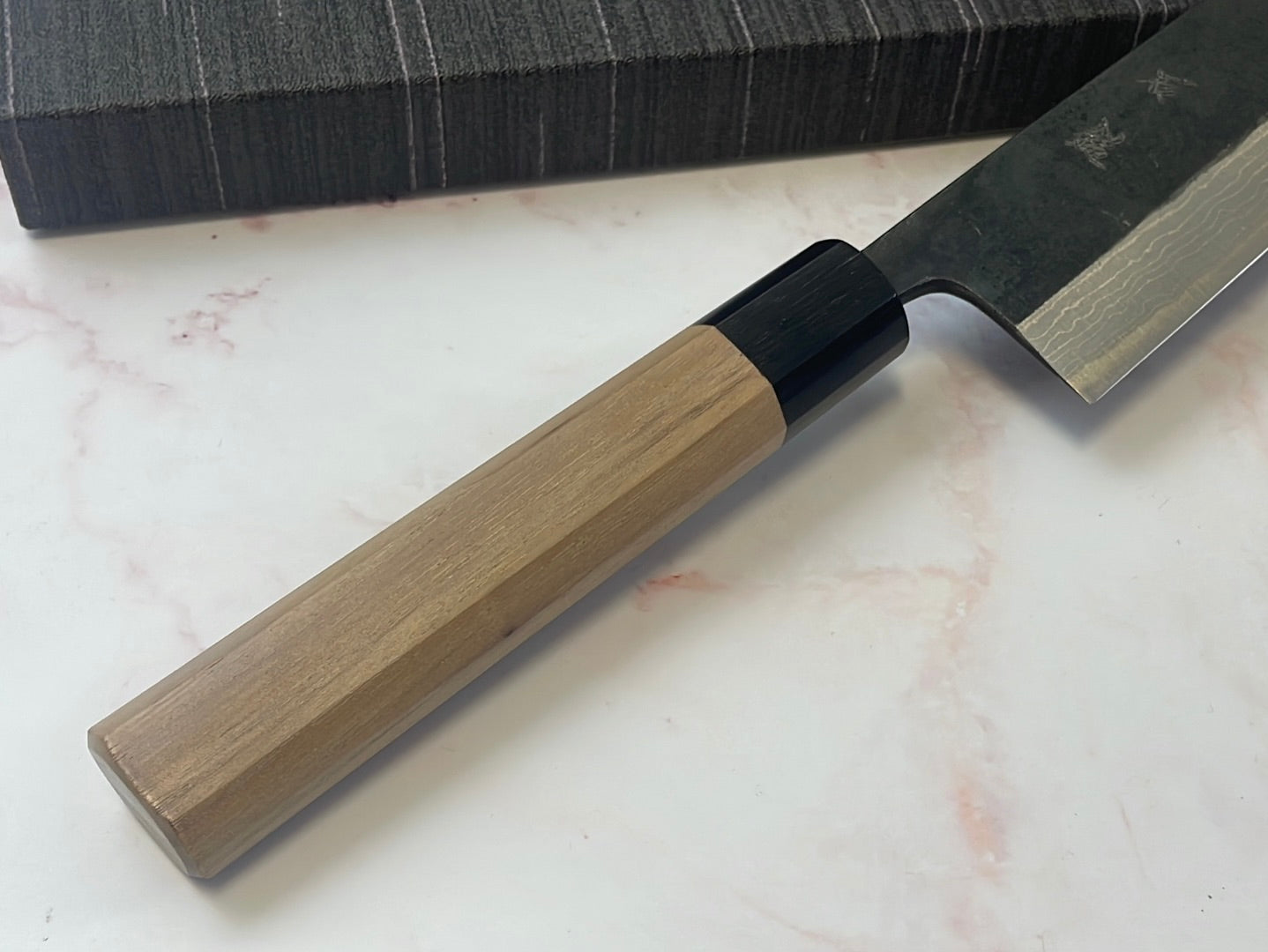 Yoshimune Kiritsuke Kurouchi 240 mm (9.4 in) Aogami (Blue) #2 Damascus (17 layers) Double-Bevel