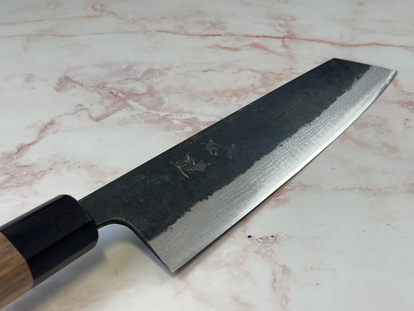 Yoshimune Kiritsuke Kurouchi 210 mm (8.2 in) Aogami (Blue) #2 Damascus (17 layers) Double-Bevel