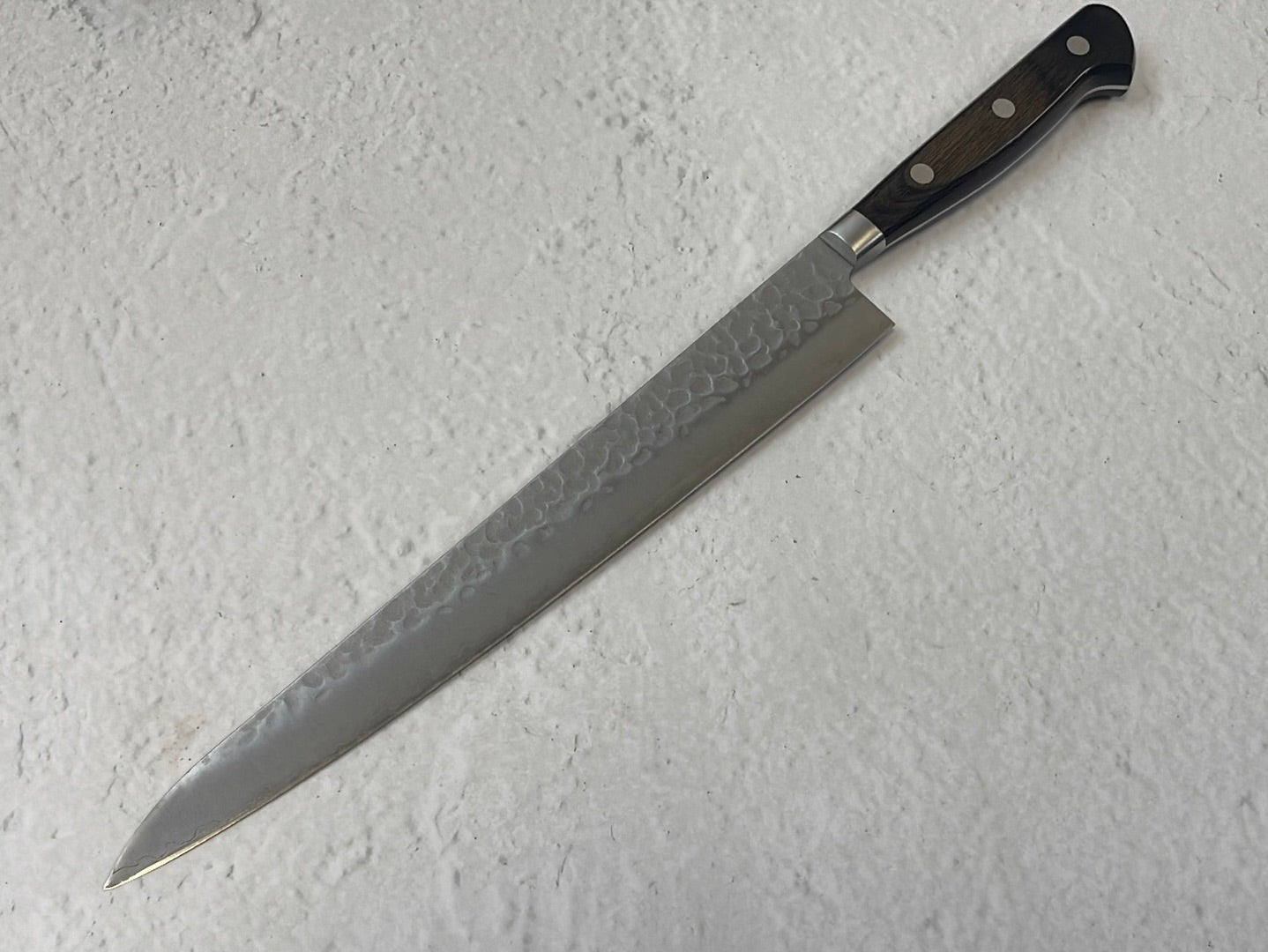 Tsunehisa AUS-8 Tsuchime Sujihiki Knife 240mm Brown Pakka Wood - Made in Japan 🇯🇵