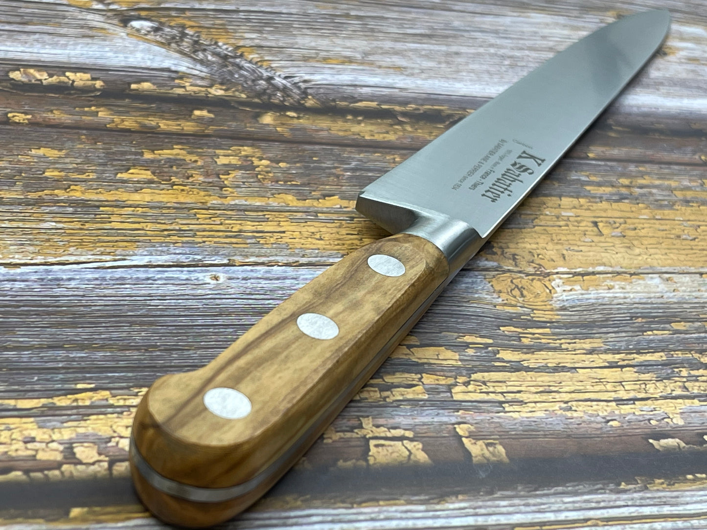 K Sabatier Slicing Knife 250mm - CARBON STEEL - OLIVE WOOD HANDLE