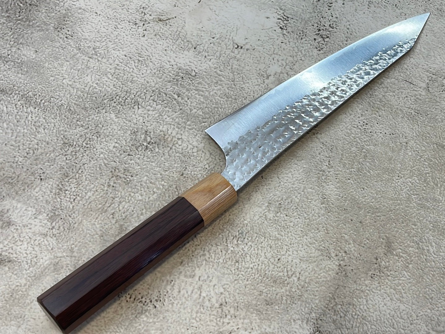 Yu Kurosaki R2(SG2) Hammered SENKO-EI WA RS8H Japanese Gyuto 210mm with Brown-Ring Octagonal Handle